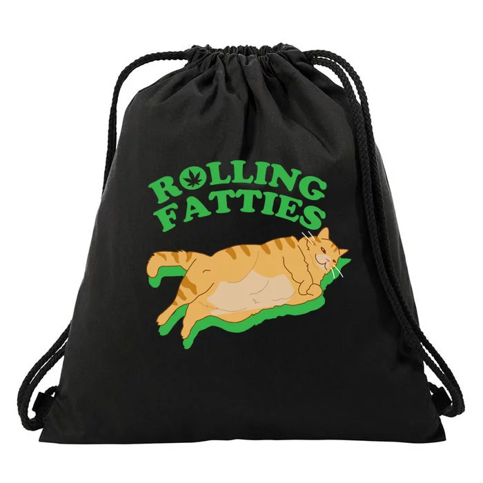 Rolling Fatties: The Purrfect Blend Of Cannabis And Cat Humor Drawstring Bag