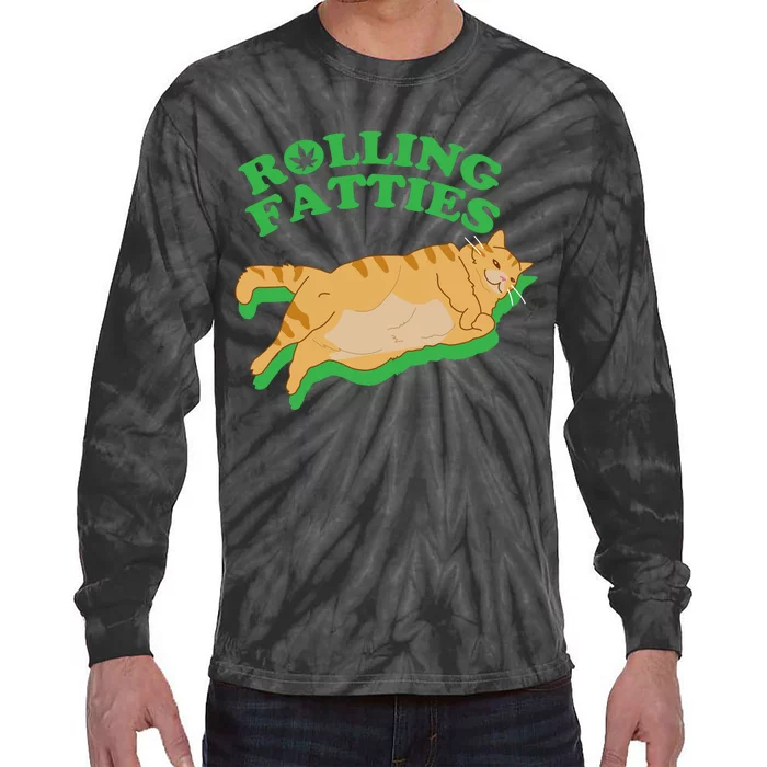 Rolling Fatties: The Purrfect Blend Of Cannabis And Cat Humor Tie-Dye Long Sleeve Shirt