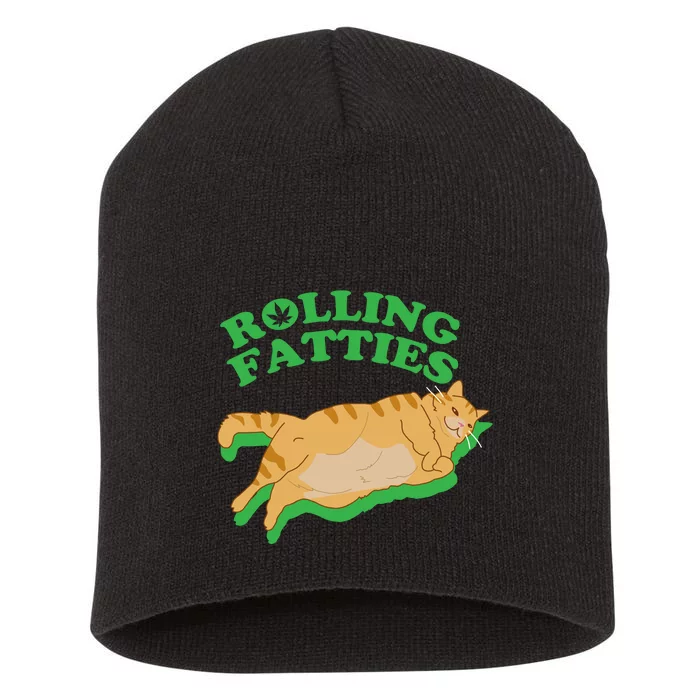 Rolling Fatties: The Purrfect Blend Of Cannabis And Cat Humor Short Acrylic Beanie