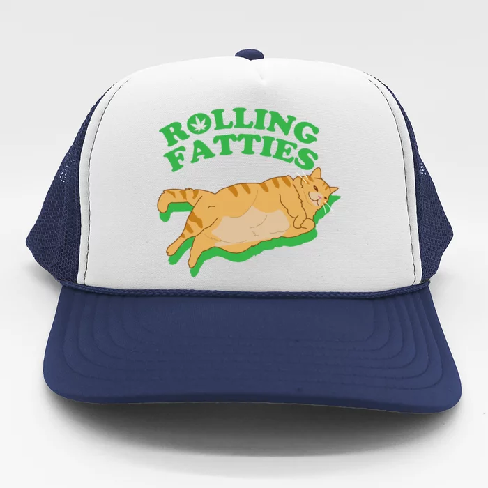 Rolling Fatties: The Purrfect Blend Of Cannabis And Cat Humor Trucker Hat