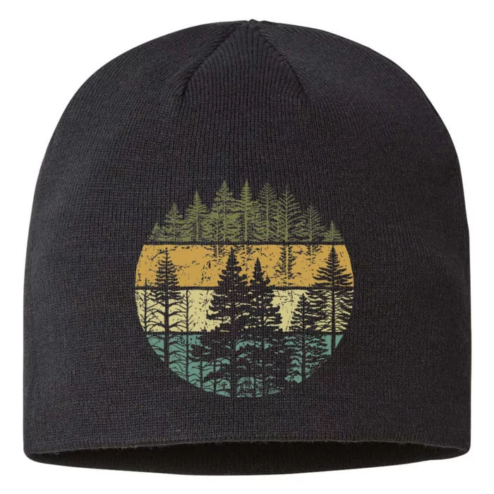 Retro Forest Trees Outdoors Nature 8 1/2in Sustainable Knit Beanie