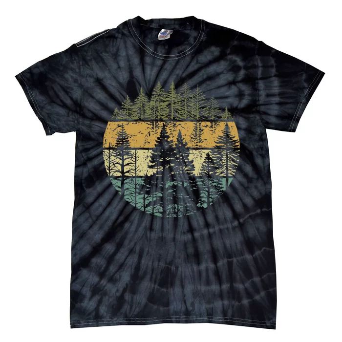 Retro Forest Trees Outdoors Nature Tie-Dye T-Shirt