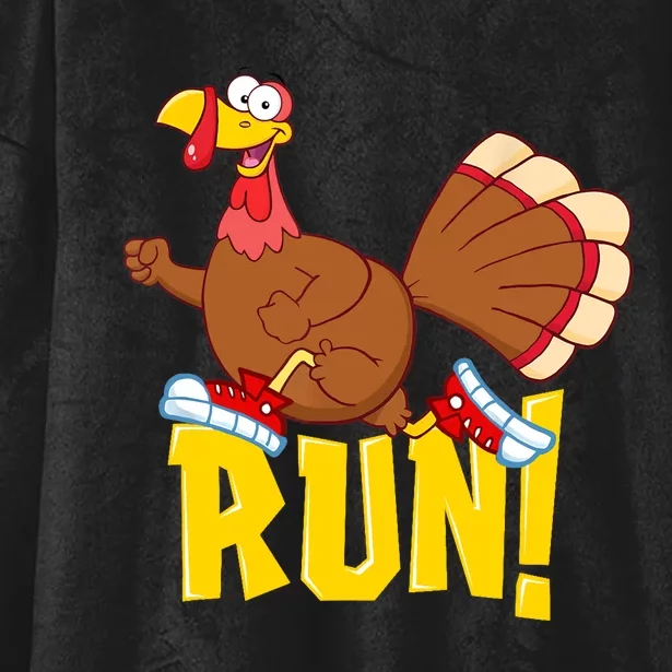 Run! Funny Thanksgiving Running 5k Race Turkey Trot Hooded Wearable Blanket