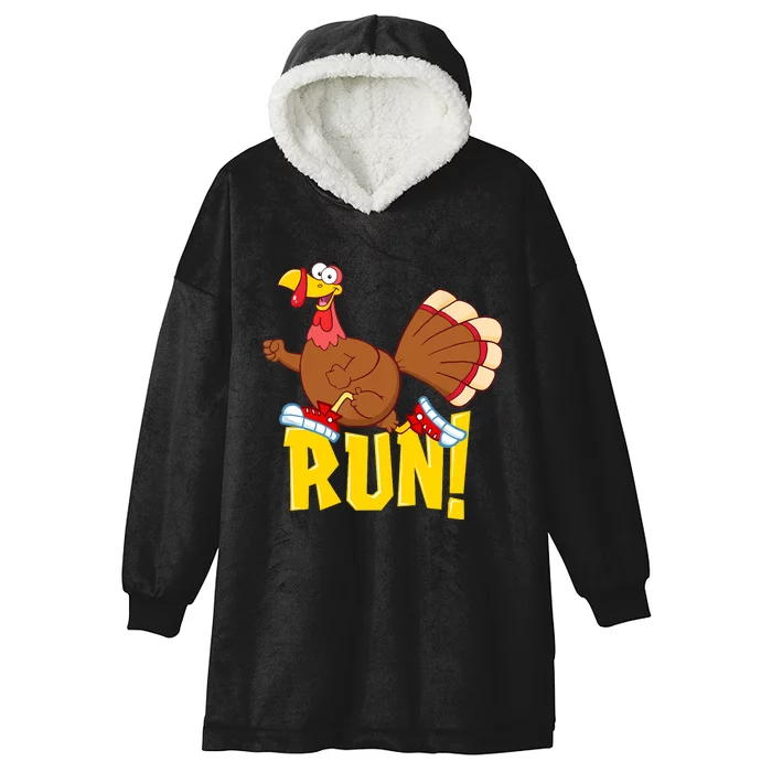 Run! Funny Thanksgiving Running 5k Race Turkey Trot Hooded Wearable Blanket