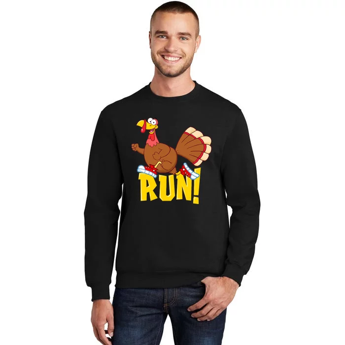 Run! Funny Thanksgiving Running 5k Race Turkey Trot Tall Sweatshirt