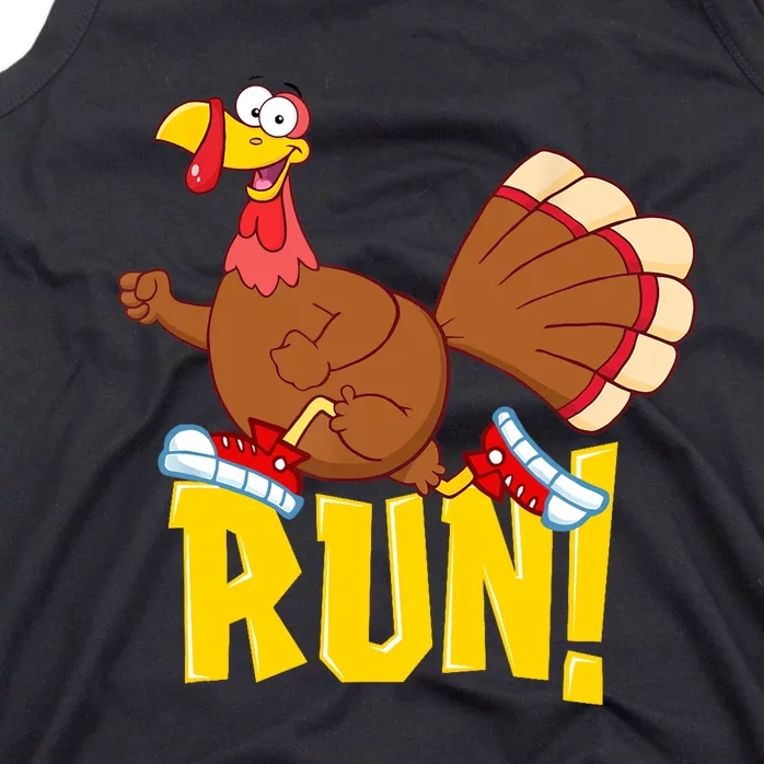 Run! Funny Thanksgiving Running 5k Race Turkey Trot Tank Top