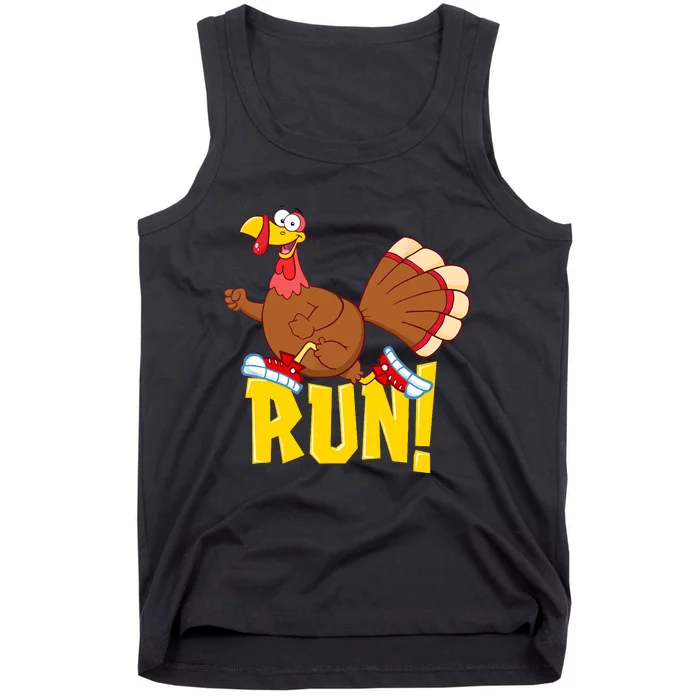 Run! Funny Thanksgiving Running 5k Race Turkey Trot Tank Top