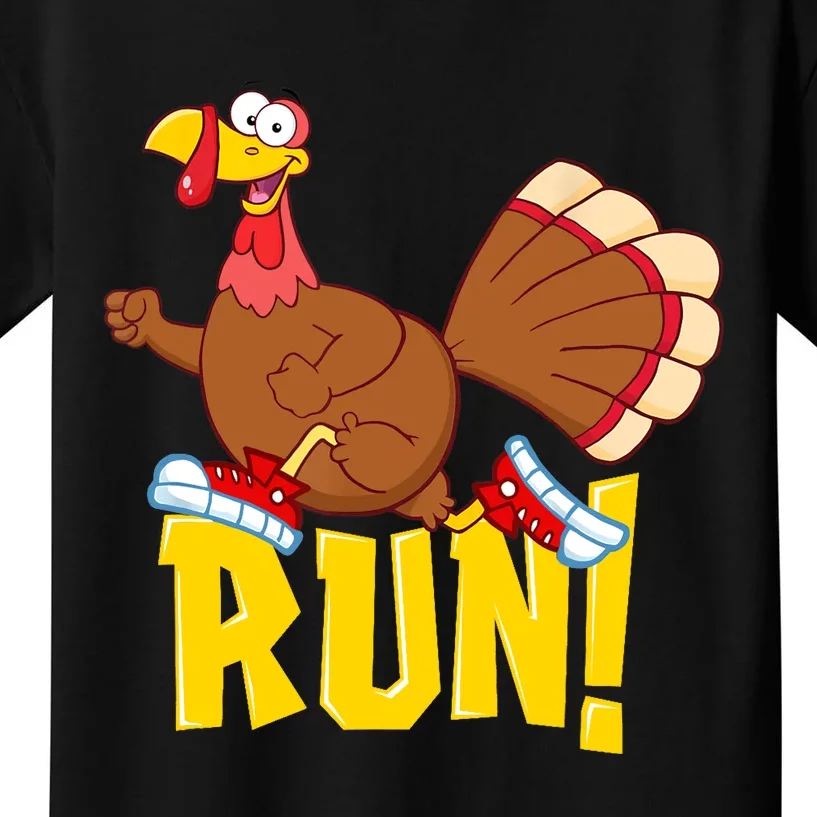 Run! Funny Thanksgiving Running 5k Race Turkey Trot Kids T-Shirt