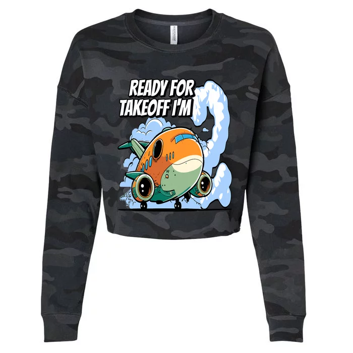 Ready For Takeoff I'm 2 2nd Birthday Airplane Theme Cropped Pullover Crew