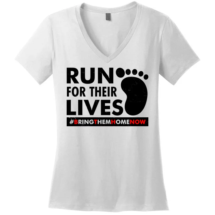 Run For Their Lives #Bring Them Home Now Women's V-Neck T-Shirt