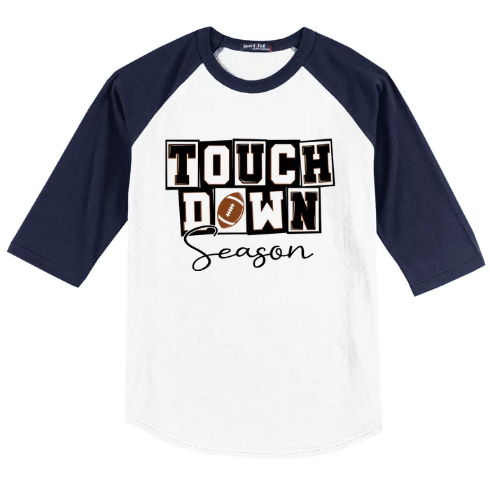 Retro Football Touchdown Season Baseball Sleeve Shirt