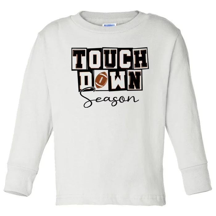 Retro Football Touchdown Season Toddler Long Sleeve Shirt