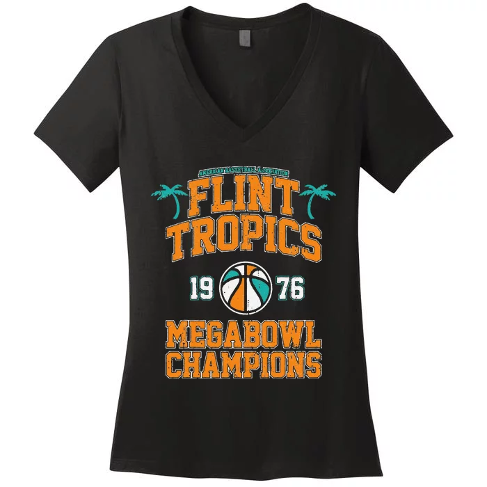 Retro Flint Tropics Vintage Megabowl Champions Volleyball Gift Women's V-Neck T-Shirt