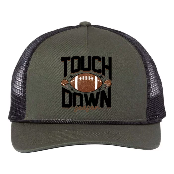 Retro Football Touch Down Season Retro Rope Trucker Hat Cap