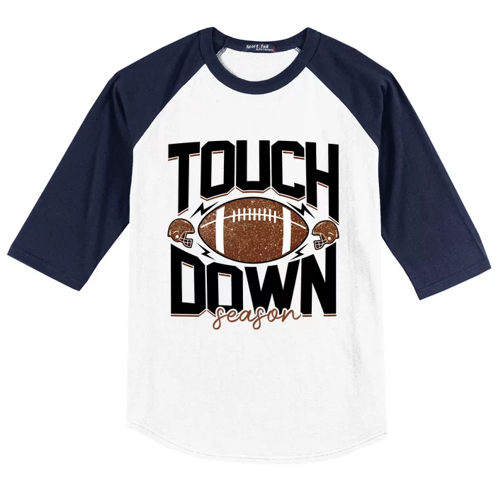 Retro Football Touch Down Season Baseball Sleeve Shirt