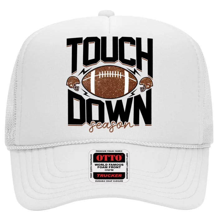 Retro Football Touch Down Season High Crown Mesh Trucker Hat