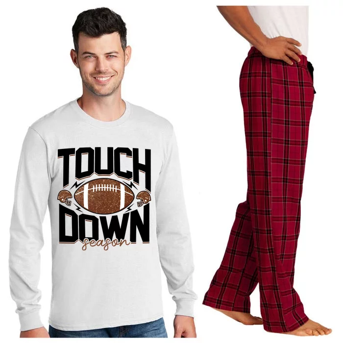 Retro Football Touch Down Season Long Sleeve Pajama Set