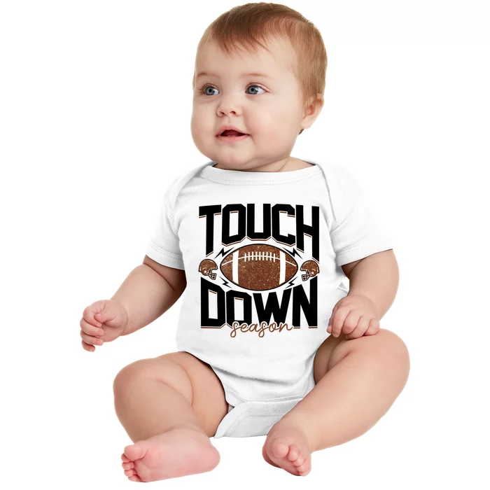 Retro Football Touch Down Season Baby Bodysuit