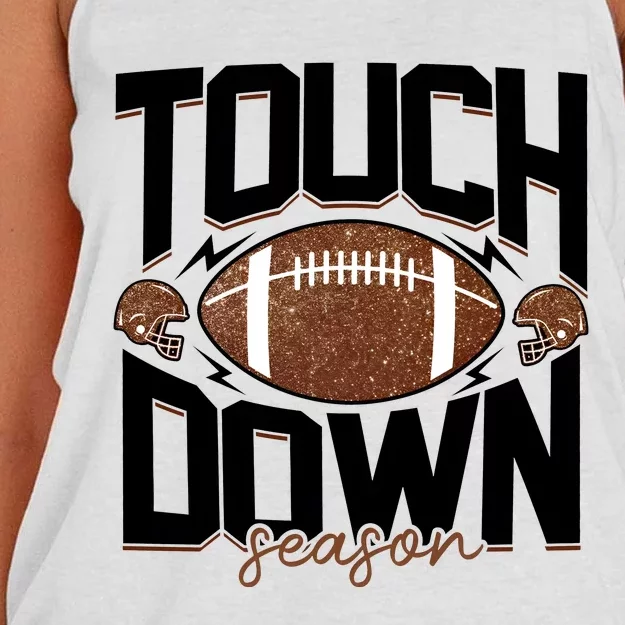 Retro Football Touch Down Season Women's Knotted Racerback Tank