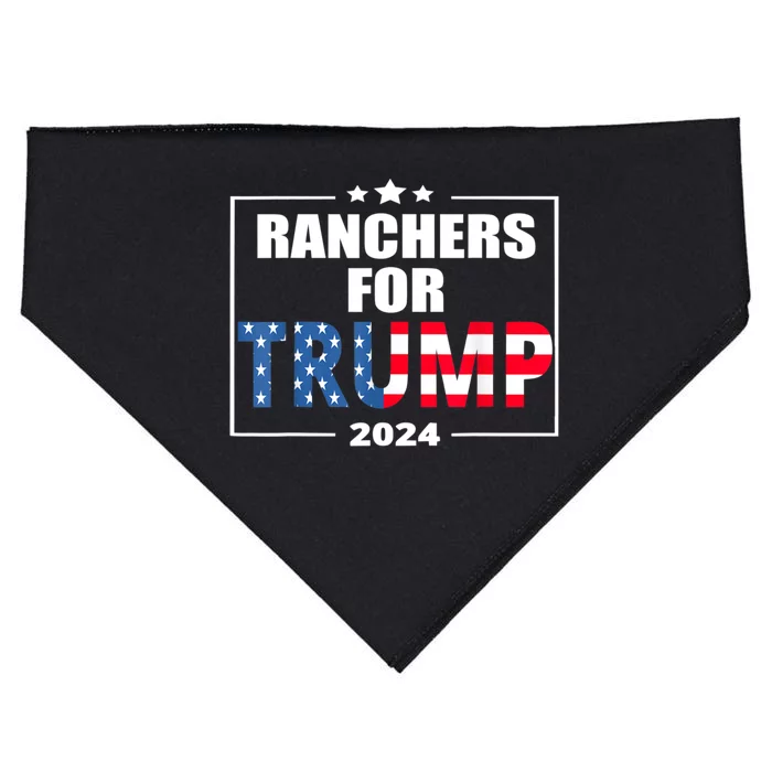 Ranchers For Trump 2024 American Election Pro Trump USA-Made Doggie Bandana