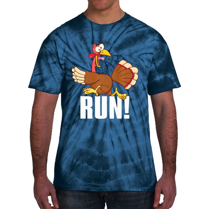 Run! Funny Thanksgiving Running Race Turkey Trot Tie-Dye T-Shirt