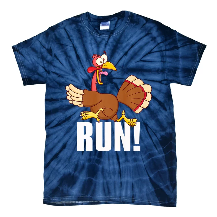 Run! Funny Thanksgiving Running Race Turkey Trot Tie-Dye T-Shirt