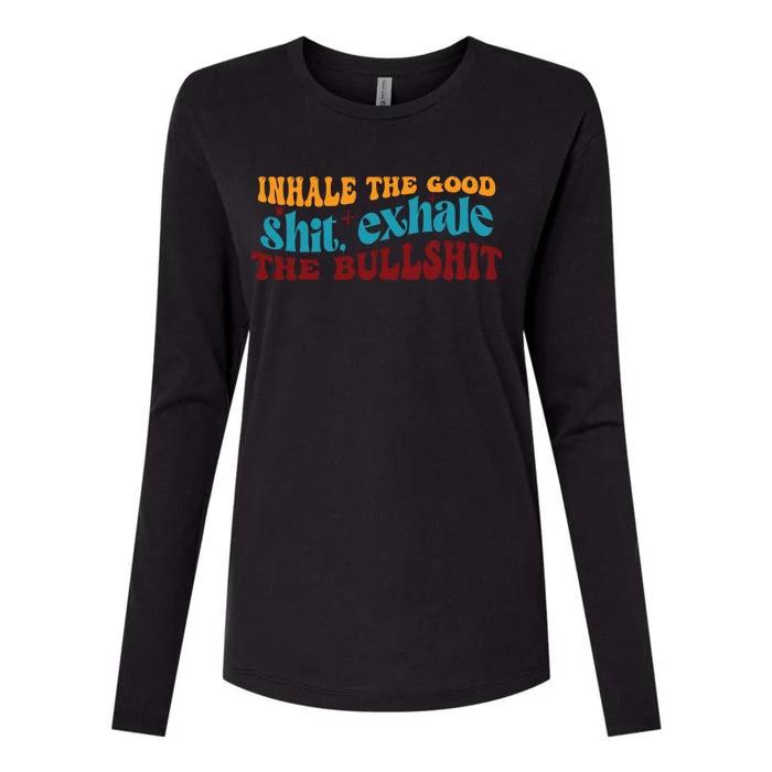 Retro Funny T , Inhale The Womens Cotton Relaxed Long Sleeve T-Shirt