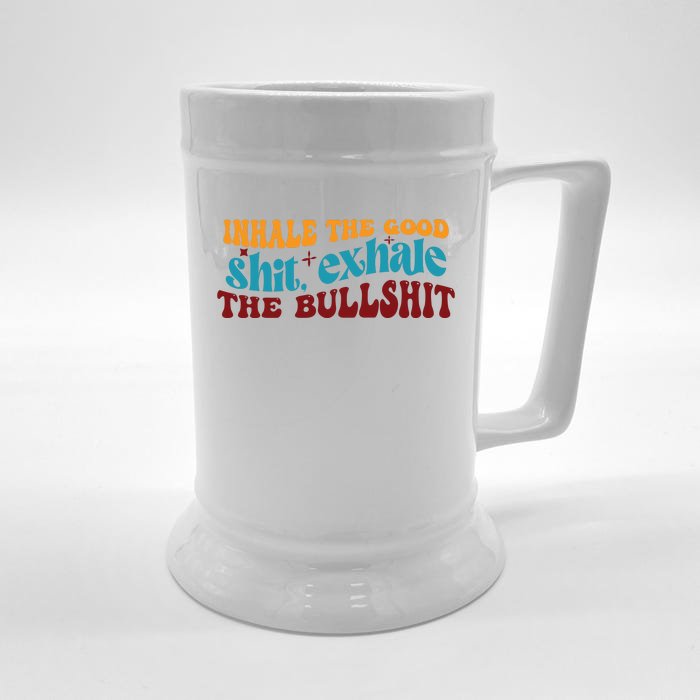 Retro Funny T , Inhale The Front & Back Beer Stein