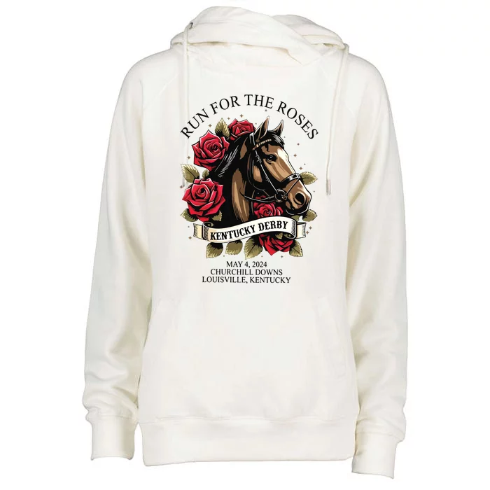 Run For The Roses 150th Anniversary Womens Funnel Neck Pullover Hood