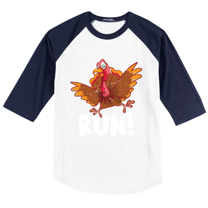 Run Funny Turkey Enthusiast Thanksgiving Racing Lover Gift Baseball Sleeve Shirt