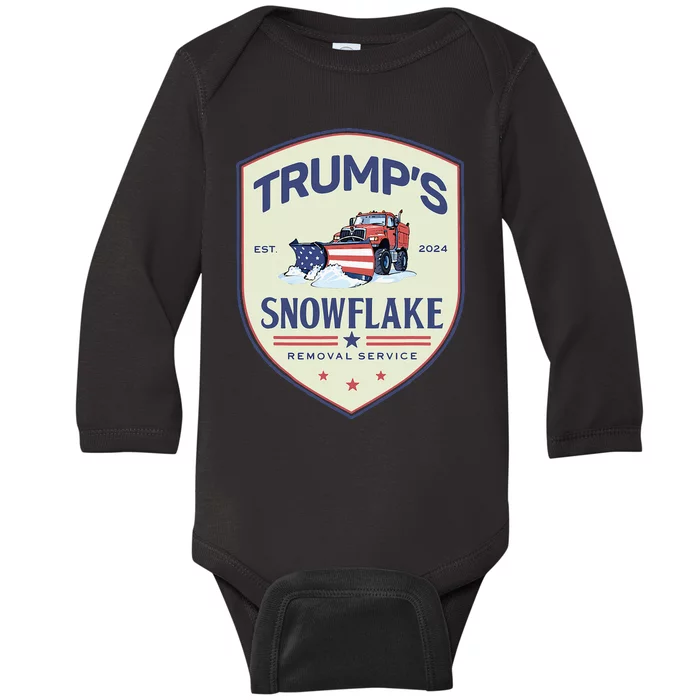 Retro Funny Trump Snowflake Removal Service Election 2024 Baby Long Sleeve Bodysuit