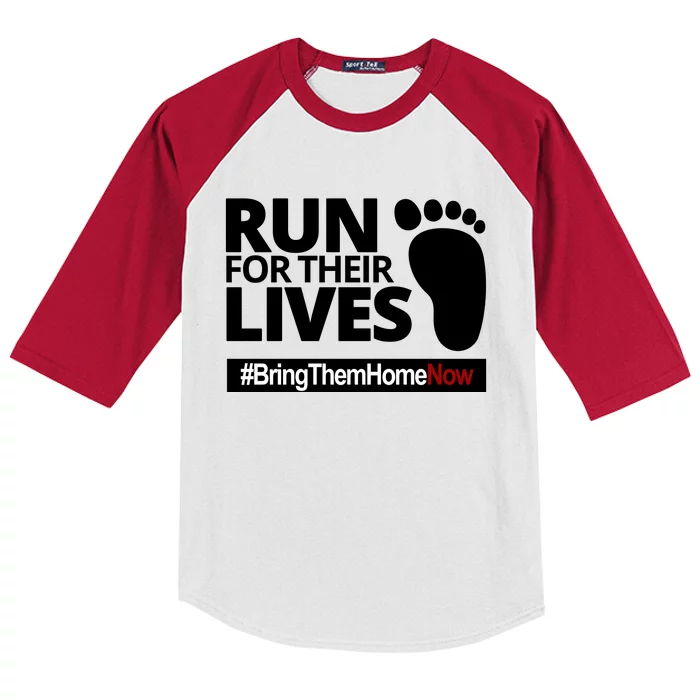 Run For Their Lives Bring Them Home Now Awareness Kids Colorblock Raglan Jersey