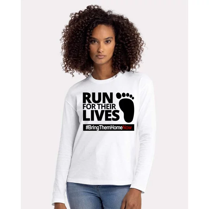 Run For Their Lives Bring Them Home Now Awareness Womens Cotton Relaxed Long Sleeve T-Shirt