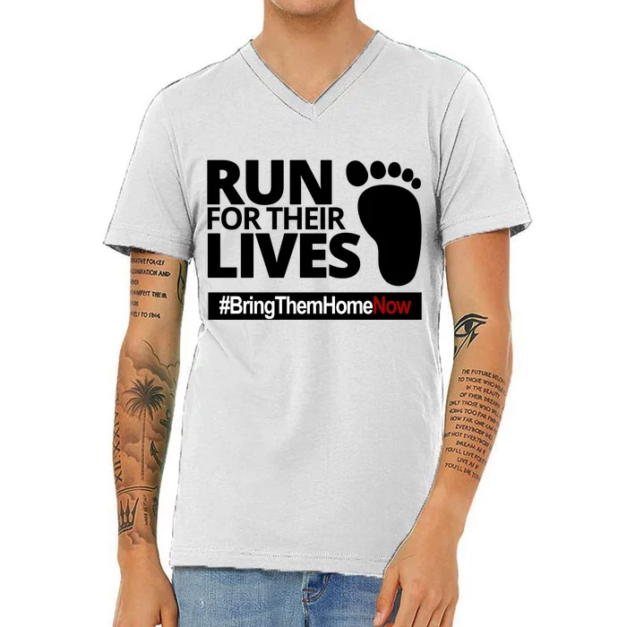 Run For Their Lives Bring Them Home Now Awareness V-Neck T-Shirt