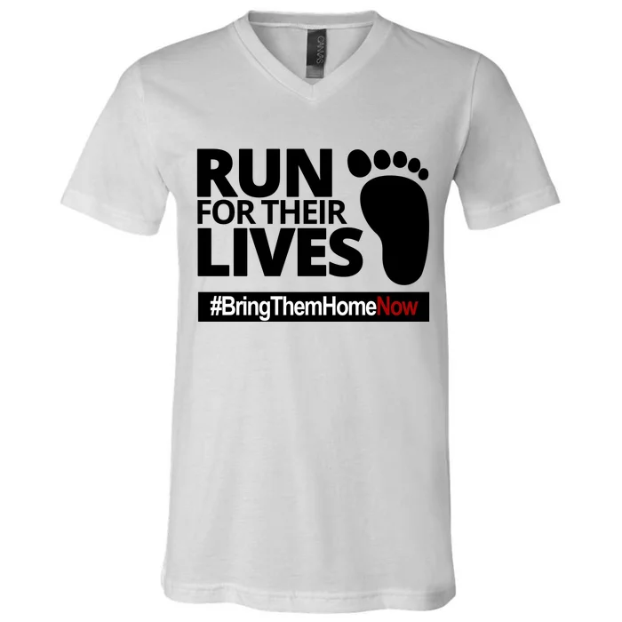 Run For Their Lives Bring Them Home Now Awareness V-Neck T-Shirt