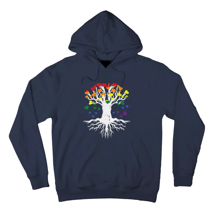 Rainbow Flag Tree Hearts Straight Ally Lgbtq Gay Pride Month Hoodie