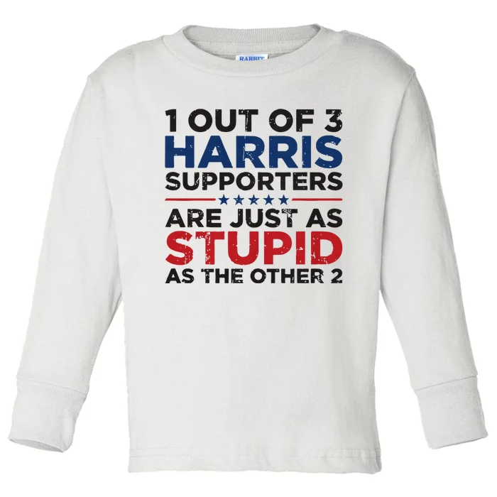 Retro Funny Trump 1 Out Of 3 Kamala Harris Supporters Toddler Long Sleeve Shirt