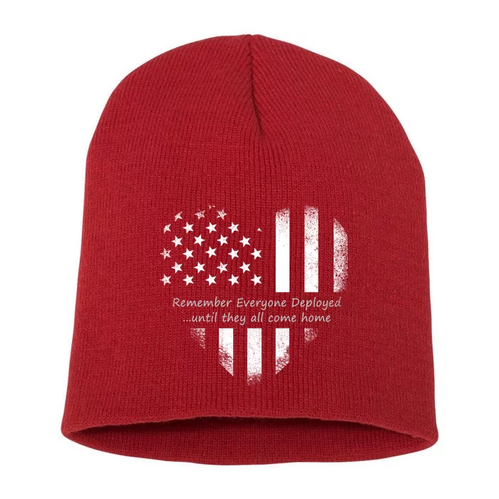 Red Friday Until They Come Home US Flag Heart Short Acrylic Beanie