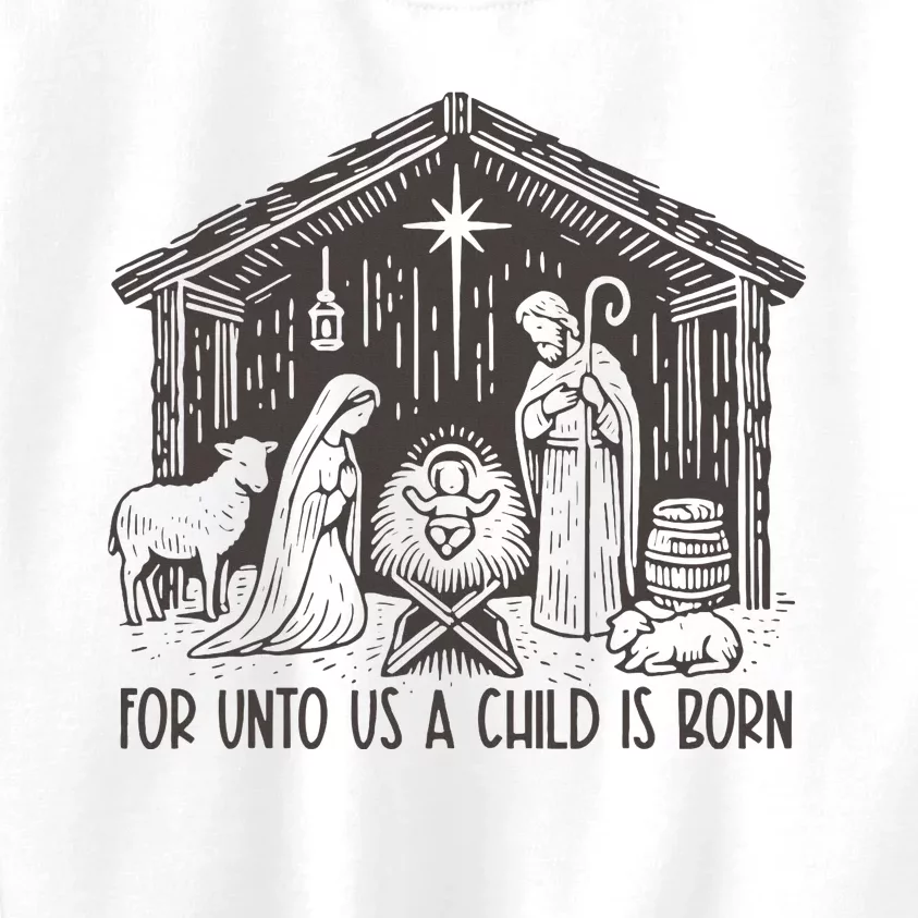 Retro For Unto Us A Child Is Born Scripture Christmas Kids Sweatshirt