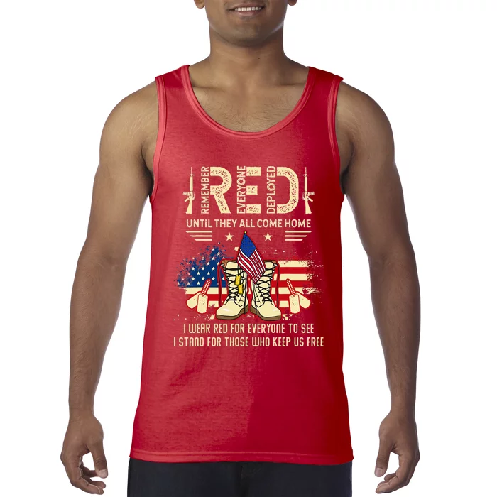 Red Friday Until They Come Home My Soldier US Flag Military Tank Top