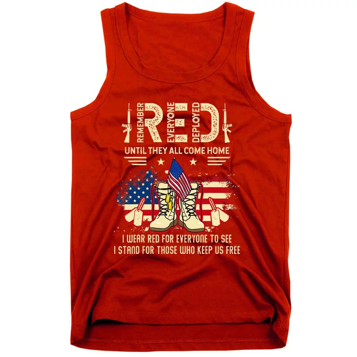 Red Friday Until They Come Home My Soldier US Flag Military Tank Top