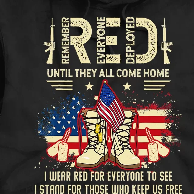 Red Friday Until They Come Home My Soldier US Flag Military Tie Dye Hoodie