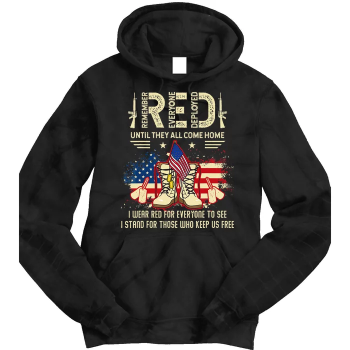 Red Friday Until They Come Home My Soldier US Flag Military Tie Dye Hoodie