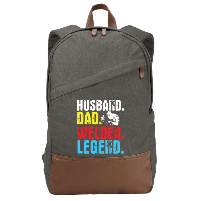 Retro Funny Vintage Tee Husband Dad Welder Legend Premium Cotton Canvas Backpack