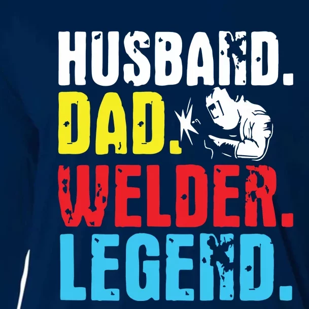 Retro Funny Vintage Tee Husband Dad Welder Legend Premium Cooling Performance Long Sleeve Crew