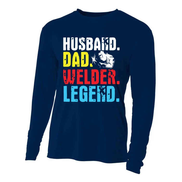 Retro Funny Vintage Tee Husband Dad Welder Legend Premium Cooling Performance Long Sleeve Crew