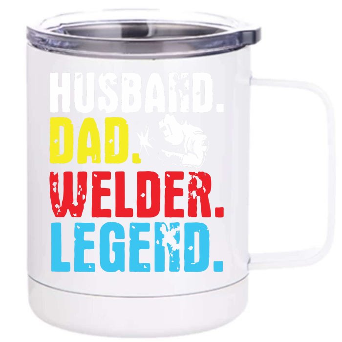 Retro Funny Vintage Tee Husband Dad Welder Legend Premium Front & Back 12oz Stainless Steel Tumbler Cup