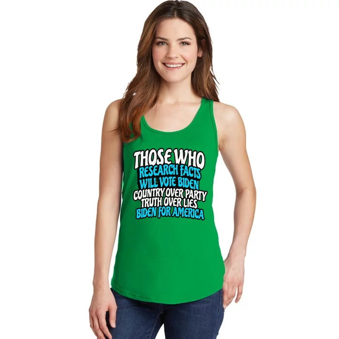 Research Facts Vote Biden For America Election 2024 Ladies Essential Tank