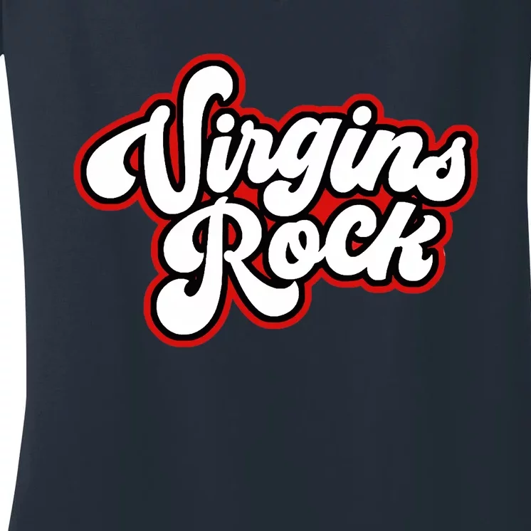 Rocks Funny Virginity Women's V-Neck T-Shirt