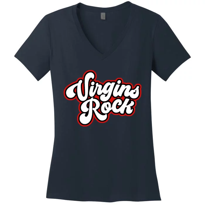 Rocks Funny Virginity Women's V-Neck T-Shirt